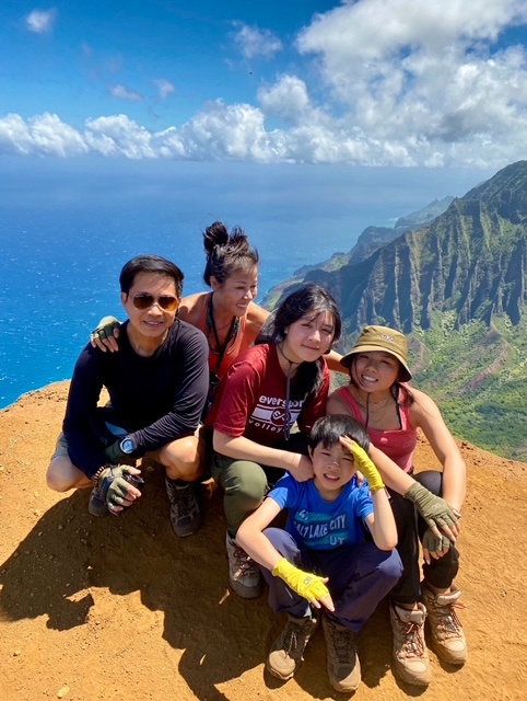 Dr Thanh with her family at a canyon